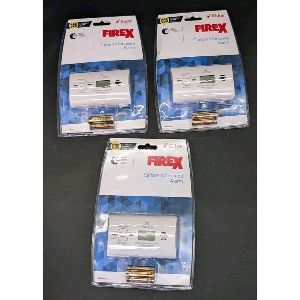 Kidde FireX Carbon Monoxide Alarm with Digital Display, 900-0146-LP, Lot of 3